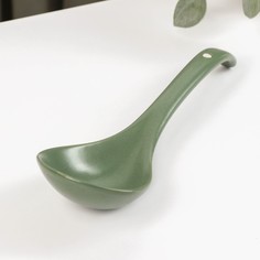 Ложка для салата керамическая "Крем", 22,2х6,8х4,5 см, зеленый No Brand