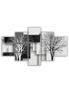 Картина Красотища Модульная картина Черно-белые деревья 140х80