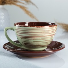 Чашка Борисовская керамика "Элегант " с блюдцем, 0,25л , блюдце 15см, мята