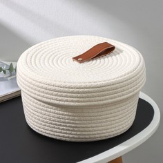 Корзина для хранения Доляна плетеная Бэлл, 25х25х13,5 см, малая, цвет белый