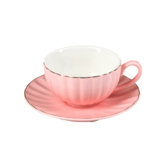 Чайная пара Доляна «Вивьен» чашка 200 мл блюдце d=15 см цвет розовый