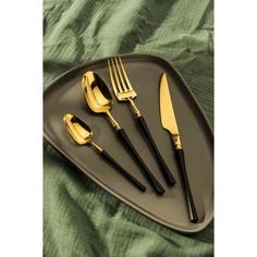 Набор столовых приборов Magistro "Фьюжн", 4 предмета, цвет металла золотой, черные ручки