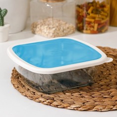 Контейнер пищевой Доляна из жаропрочного стекла Гавана, 1,1 л, 19х18х6 см, с крышкой