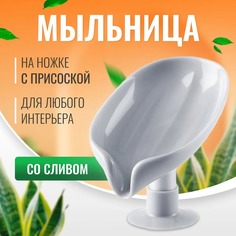 Мыльница на ножке со сливом BashExpo белый