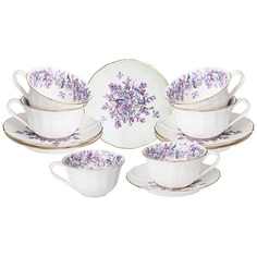 Набор на 6 персон из 12 предметов Чайный сервиз Lefard Lilac 250мл фарфор 760-756_