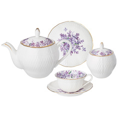 Набор на 6 персон из 14 предметов Чайный сервиз Lefard Lilac фарфор 760-755_