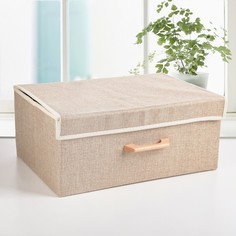 Короб для хранения с крышкой, "Франческа", 43х30,5х18,5 см, цвет бежевый (3692700) No Brand