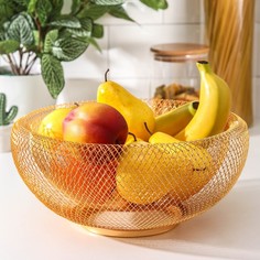 Ваза для фруктов Сплетение, 30х30х13, цвет золотой No Brand