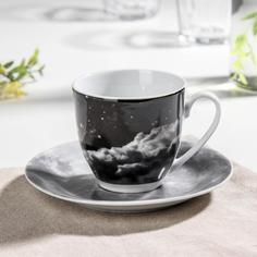 Чайная пара Доляна керамическая "Вселенная", чашка 200 мл, блюдце 14,5 см