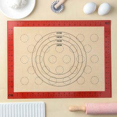 Силиконовый коврик армированный двусторонний с разлиновкой "Пекарь", 30х40 см No Brand