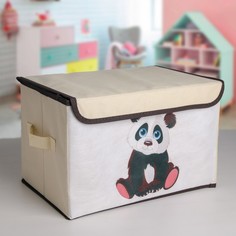 Короб для хранения с крышкой, "Малыш панда", 38х25х24 см (4585622) No Brand