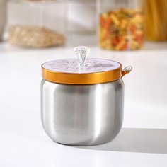 Сахарница Эрвин, 9,5х10,5 см, с ложкой, 201 сталь, цвет серебряный No Brand