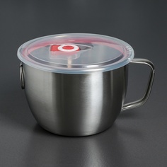 Кружка металлическая с вакуумной крышкой, 1400 мл, D 15,5 см (3590379) No Brand