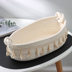 Корзина для хранения Доляна плетеная Вилена, 38х19х12,5 см, цвет белый