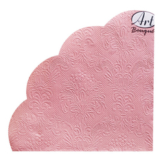 Салфетки бумажные Барокко с 3D тиснением круглые 3 слоя нежно-розовые 32 см 12 шт. No Brand