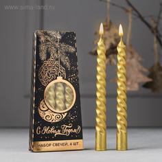 Свечи витые С Новым годом!, 4 шт, 6,8 х 16 х 2 см No Brand