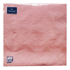 Салфетки бумажные с 3D тиснением барокко нежно-розовые 3 слоя 33х33 см 16 шт. No Brand
