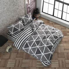 Комплект постельно белья ATLASPLUS, евро, наволочки 50х70 см, ранфорс, Striped-Gri