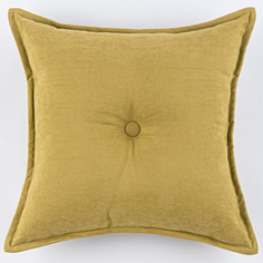 Декоративная подушка канвас с пуговицей ZenginTex, 45х45 см., горчичный