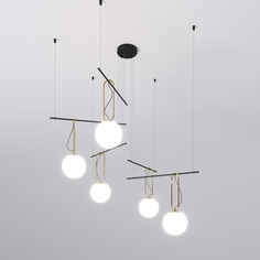 Подвесной светильник Eurosvet Riche 70143/5 черный / латунь с белым матовым плафоном E27