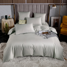 Комплект постельного белья Однотонный Сатин Элитный на резинке OCER002, Евро, 160*200*30 Viva - Home Textile