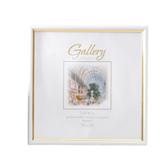 Фоторамка пластик Gallery 25х25 см, 636461-11, белый с золотом (пластиковый экран) No Brand