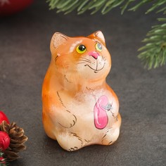 Сувенир "Кот" с сосиской, селенит No Brand