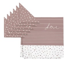 Комплект скатерть рогожка 145х220 + 6 салфеток 32х32 Унисон Love