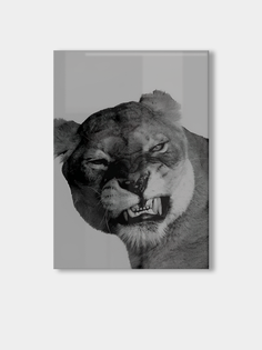 Картина на стекле Moretti постер с дополненной реальностью львица, 37 см х 26,7 см