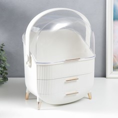Шкатулка для косметики пластик "Полоски. Белоснежная" 37х18,5х28,6 см No Brand