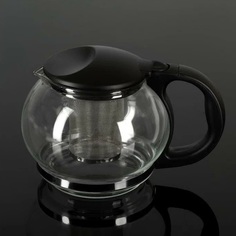 Чайник заварочный «Любава», с металлическим ситом, 1,25 л, цвет чёрный No Brand
