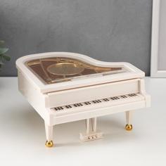 Шкатулка музыкальная механическая "Белый рояль с балериной" 10,5х17,5х18,5 см No Brand