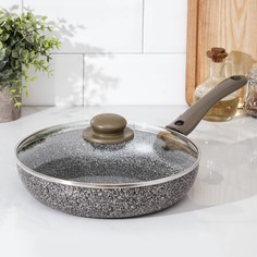 Сковорода Onyx, d=26 см, съёмная ручка, стеклянная крышка No Brand