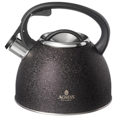 Чайник agness 907-251 со свистком 2.5 л black индукционное дно