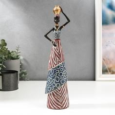 Сувенир полистоун "Африканка с кувшином на голове в наряде под зебру" 35,5х9х6,5 см No Brand
