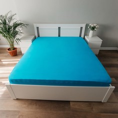 Трикотажная простынь на резинке 120х200х25см, синий кулирка, 120г/м хл100% No Brand