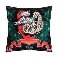 Подушка Этель "Сильный санта", 40*40 см, 100% п/э, велюр No Brand