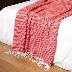 Плед Валенсия 140х200 см, Антонио, цвет белый/красный Vladi