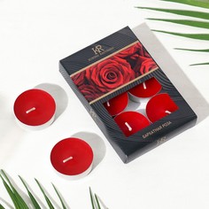 Набор чайных свечей ароматизированных Бархатная роза в подарочной коробке, 6 шт Сима ленд