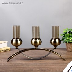 Подсвечник металл 3 свечи Элегантность под латунь 15х42,5х8 см No Brand