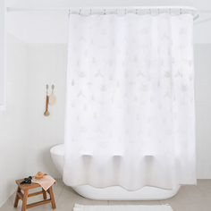 Занавеска штора Moroshka Buzz Fauna для ванной тканевая 200х200 см. цвет белый