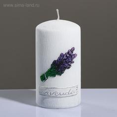 Свеча - цилиндр Лавандовый край, 7?13 см, белый Trend Decor Candle