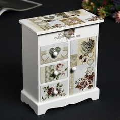 Шкатулка дерево комод 3 ящика+дверка Розы. Винтаж 18,8х16,1х8,2 см No Brand