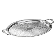 Поднос овальный с ручками Queen Anne 50х32см, сталь, посеребрение