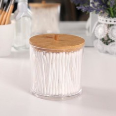 Контейнер для хранения ватных палочек, коричневый, 9,5 x 9,5 x 9,7 см Вселенная порядка