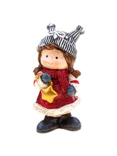 Сувенир полистоун "Мальчик/Девочка в шапочке-зверька, с фонариком" МИКС 10,3х8,8х5,5 см No Brand