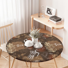 Круглая кухонная скатерть на резинке JoyArty на круглый стол диаметром 75-100 см.