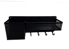 Ключница Гостевая Настенная металлическая вешалка черная Veranda