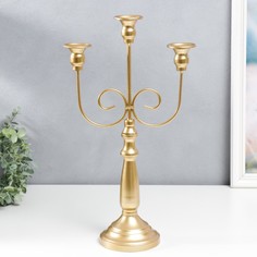 Подсвечник металл на 3 свечи Канделябр. Завитки золотой 43х24х11,5 см No Brand