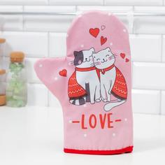 Варежка-прихватка LOVE 20х28см,саржа, 100% х/л, ватин 250г/м2 No Brand